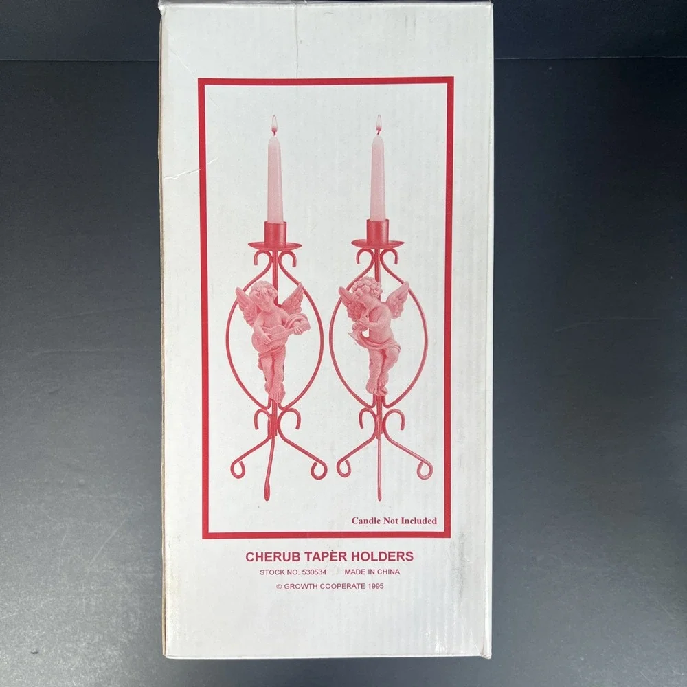 Vintage 1995 House of Lloyd Cherub Taper Candle Holders Set New Open Box